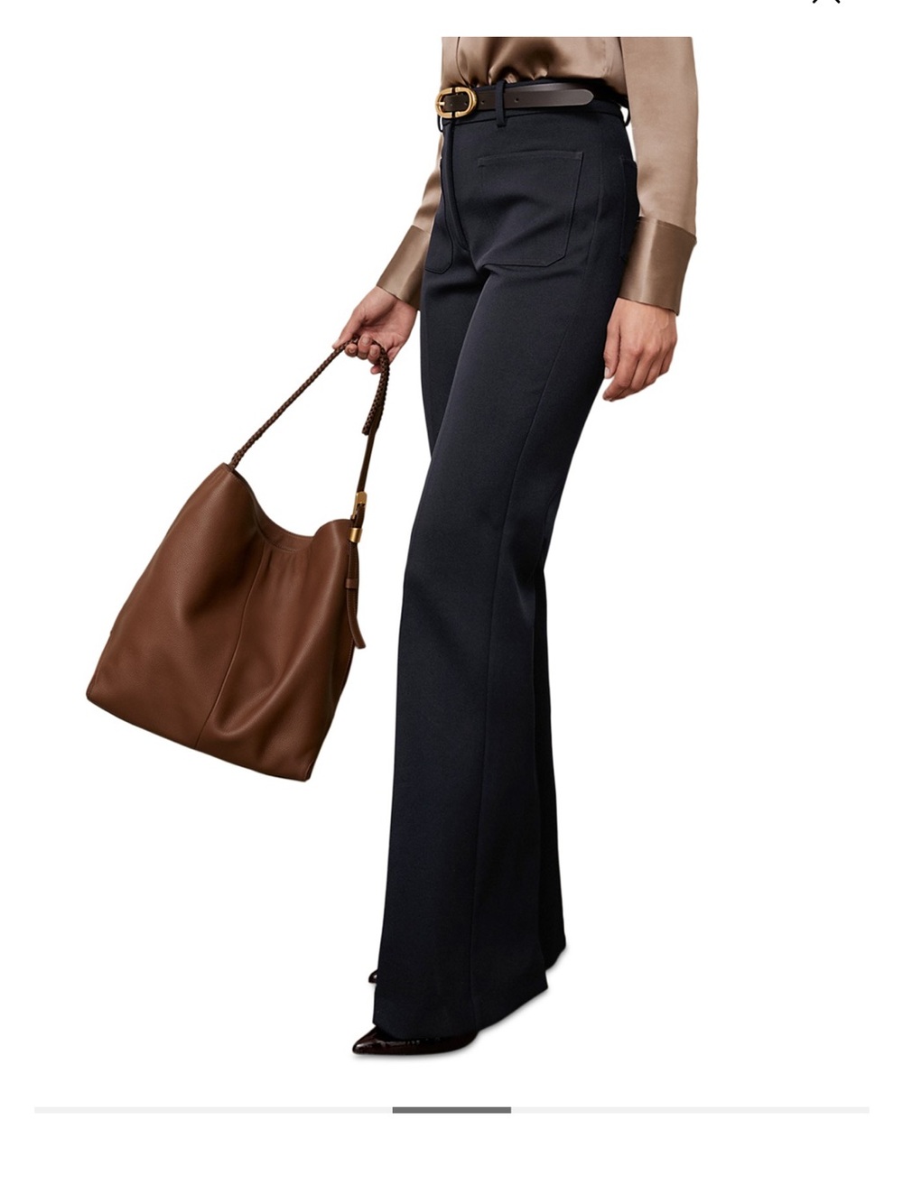 Reiss Black Boot-Cut Trousers with Patch Pockets - Picture 8 of 11